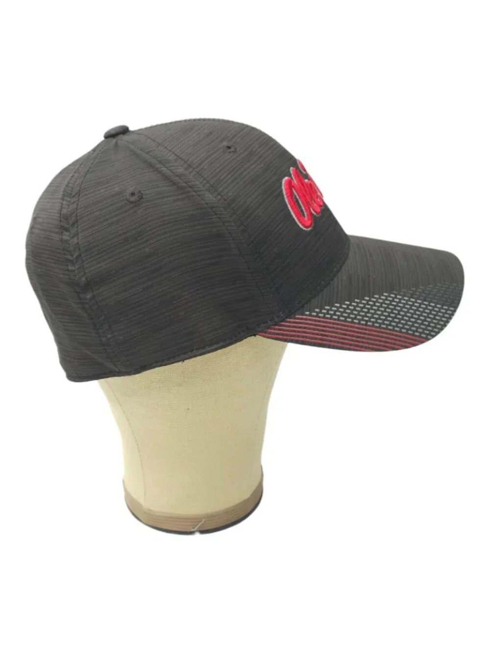 Ole Miss Rebels NCAA Hat Cap One Fit Stretch Fit Charcoal Grey Red Embroidered